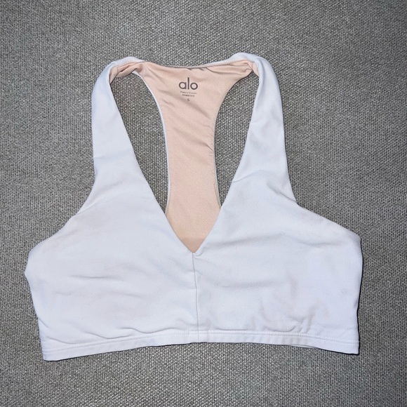 Alo Yoga Sueded Base Bra Chalk Wash Size Small - Picture 3 of 8